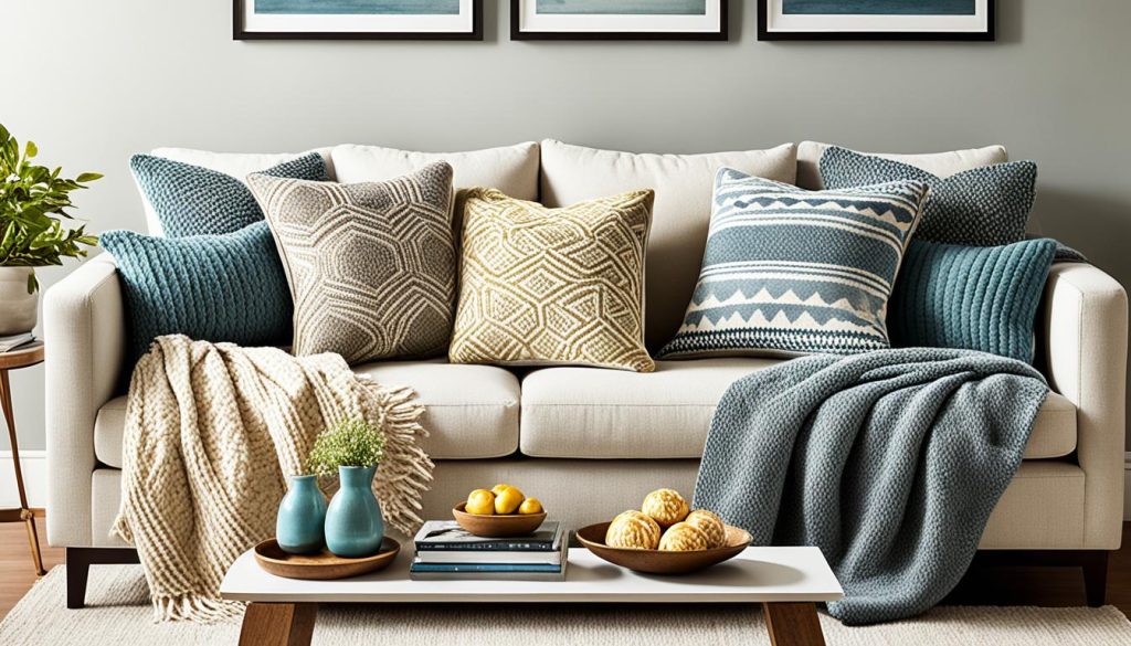 Almofadas decorativas e manta de sofá