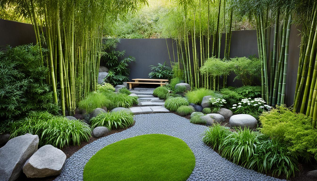 Jardim com bambu