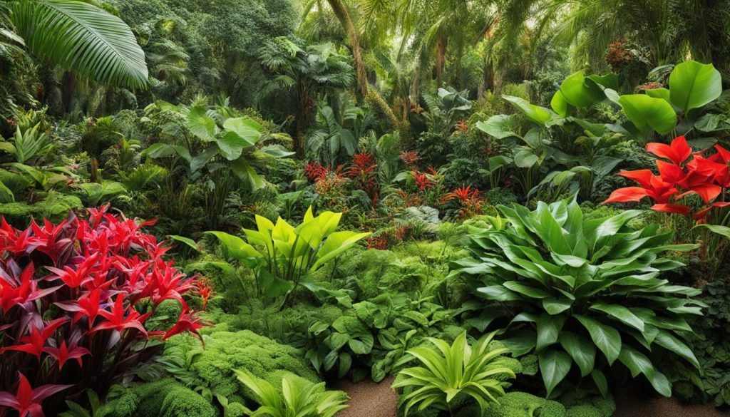 Plantas tropicais exuberantes para jardim