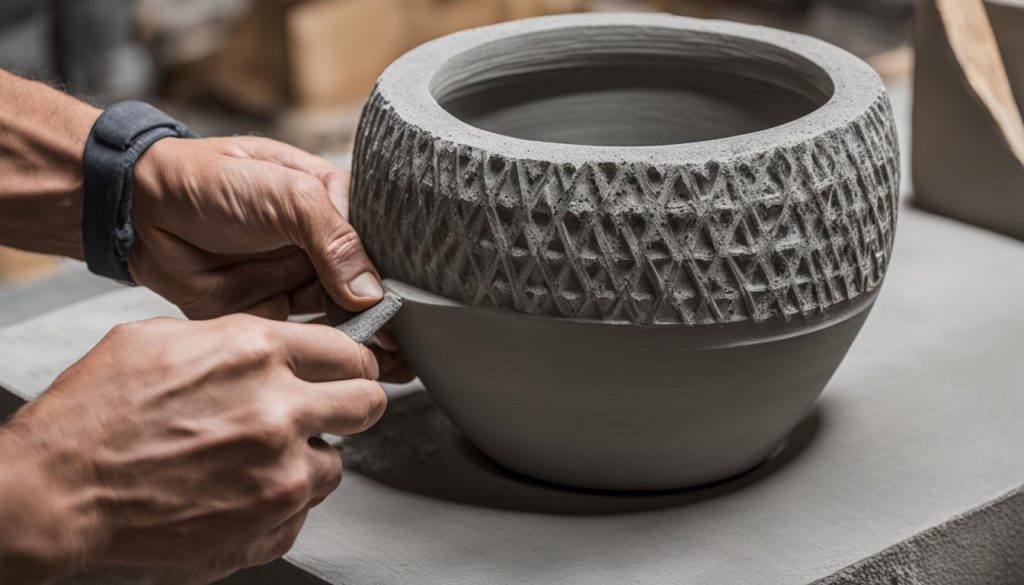 Produção artesanal de vasos de cimento