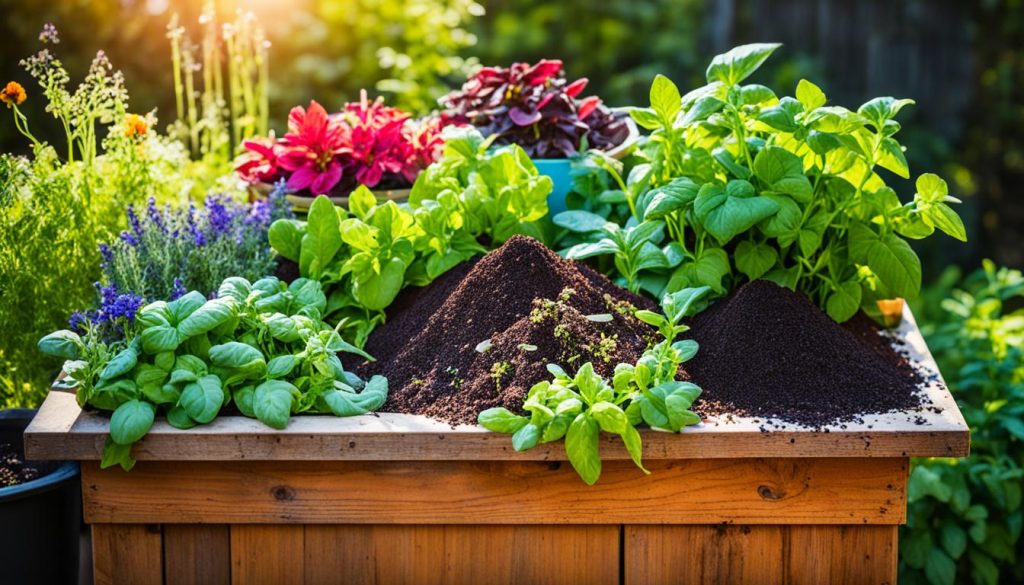 compostagem caseira para jardim aromático sustentável