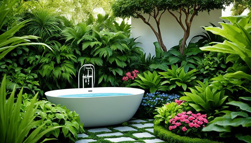 design de jardim com banheira