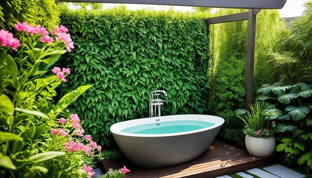instalação de banheira externa no jardim